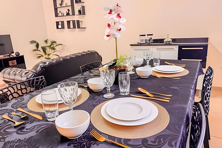 Flat completo em residencial + ar cond. e vaga