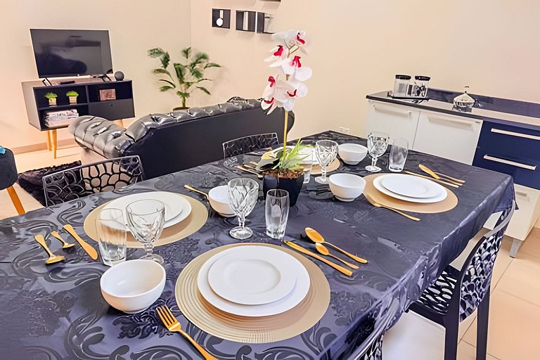 Flat completo em residencial + ar cond. e vaga