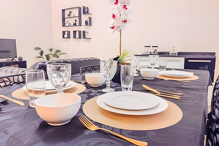 Flat completo em residencial + ar cond. e vaga