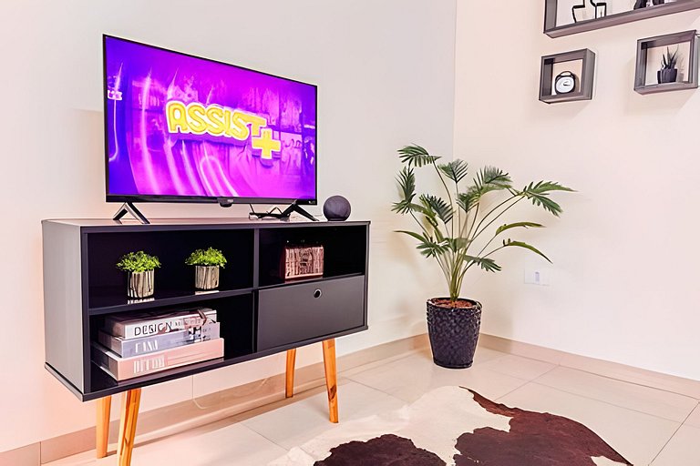 Flat completo em residencial + ar cond. e vaga