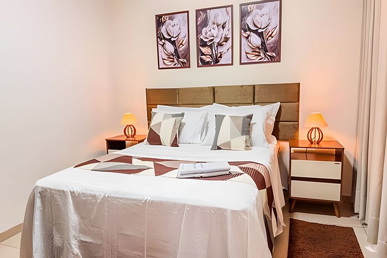 Flat completo em residencial + ar cond. e vaga