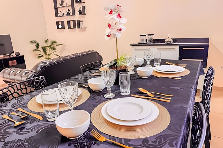 Flat completo em residencial + ar cond. e vaga