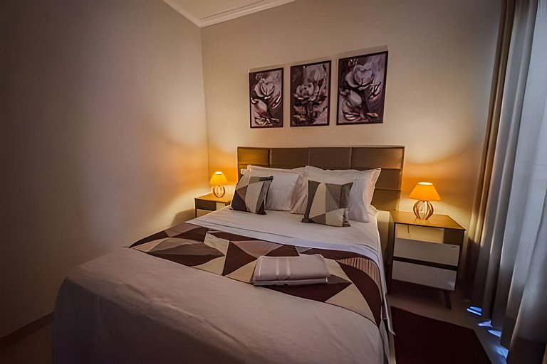 Flat completo em residencial + ar cond. e vaga