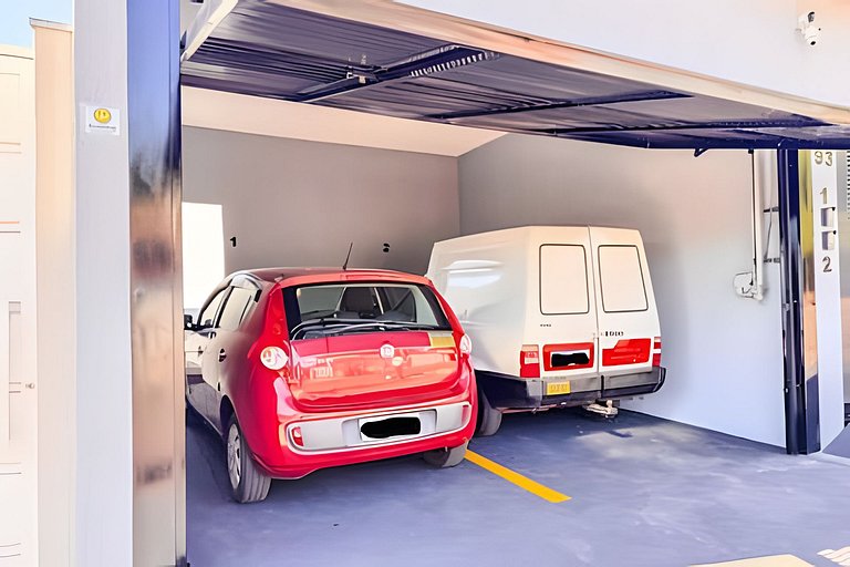 Flat completo em residencial + ar cond. e vaga