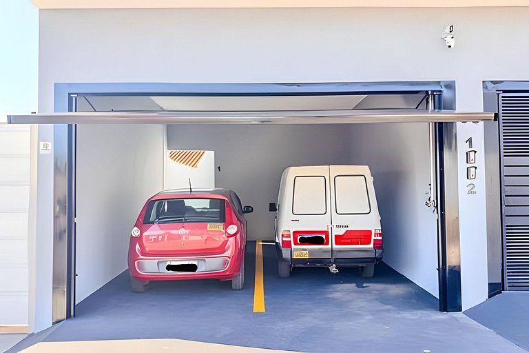 Flat completo em residencial + ar cond. e vaga